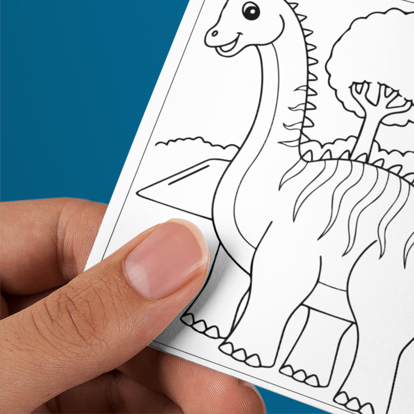 upclose image of dinosaur coloring page for kids party packs